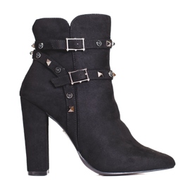 Botines de mujer negros de tacón con adornos Shelovet