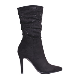Elegantes botas de mujer con tacón Shelovet. negro