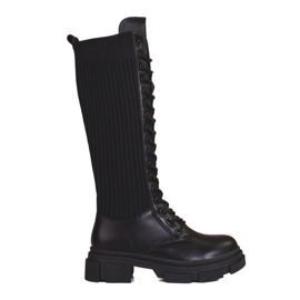 Botas con cordones para mujer con parte superior Shelovet flexible negro