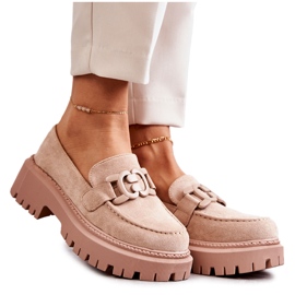FB2 Zapatos brogue de mujer con adorno Beige Leeza H8-257