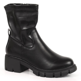 Botines Jodhpur negros con tacón alto y plataforma, Jezzi negro
