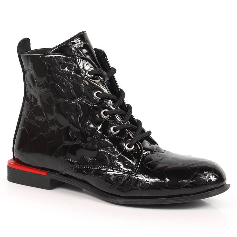 Botines de piel, lacados, con aislamiento negro Artiker