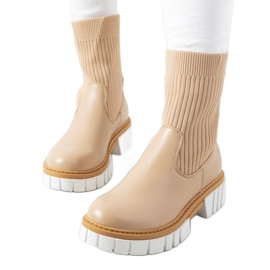 Botas beige con parte superior tipo calcetín Amelie