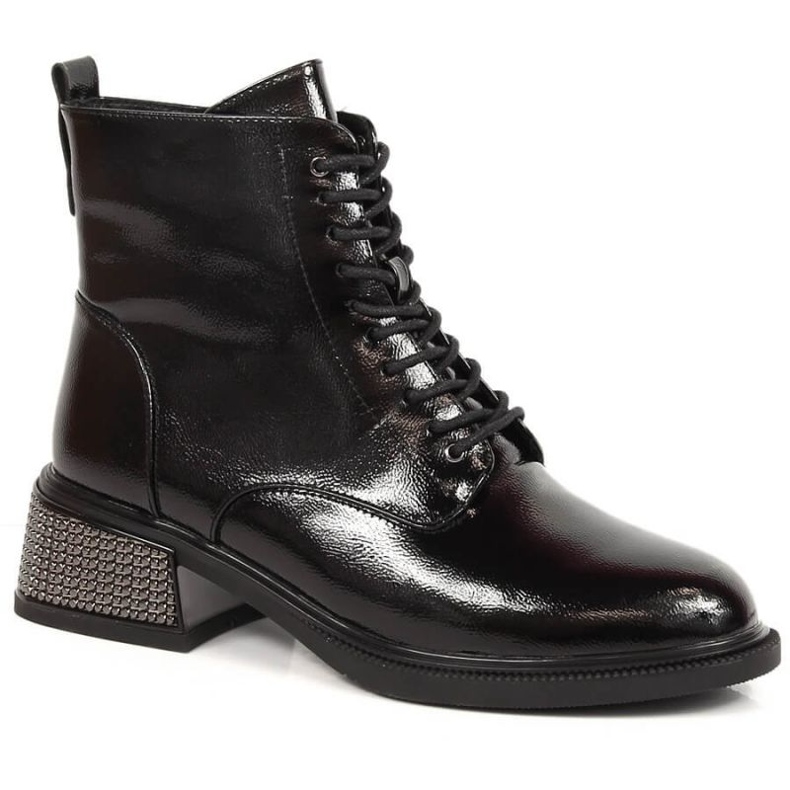 Botas aislantes de charol con tacones aislantes decorativos Filippo W PAW384 negro