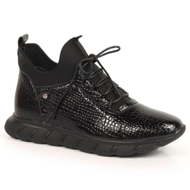 Vinceza W JAN161A botas sin cordones lacadas negro Vinceza W JAN161A botas sin cordones lacadas negro