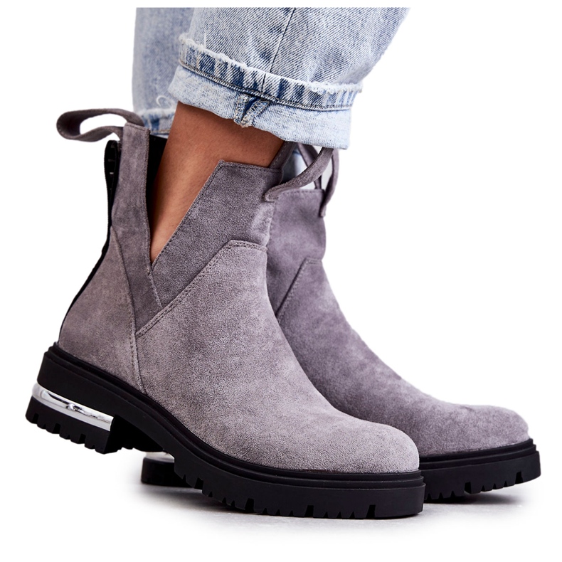 PS1 Botas Ante Con Recortes Gris Elvera NC1278 PS1 Botas Ante Con Recortes Gris Elvera NC1278