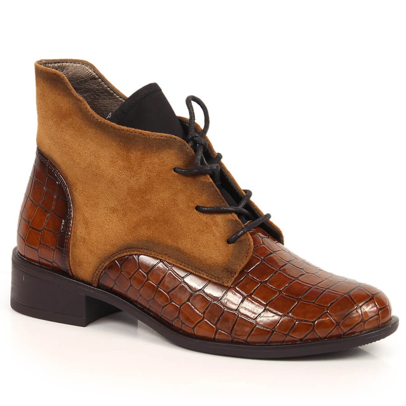 Botas Jezzi marrón cálido con cordones para mujer