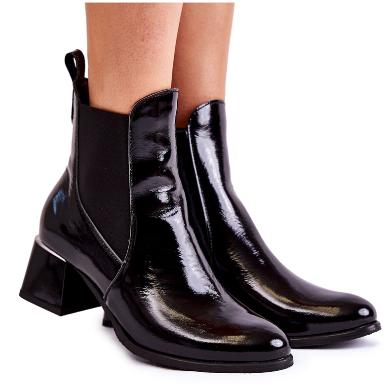PL5 Botas Lacadas Mujer Con Tacón Berit Negro PL5 Botas Lacadas Mujer Con Tacón Berit Negro