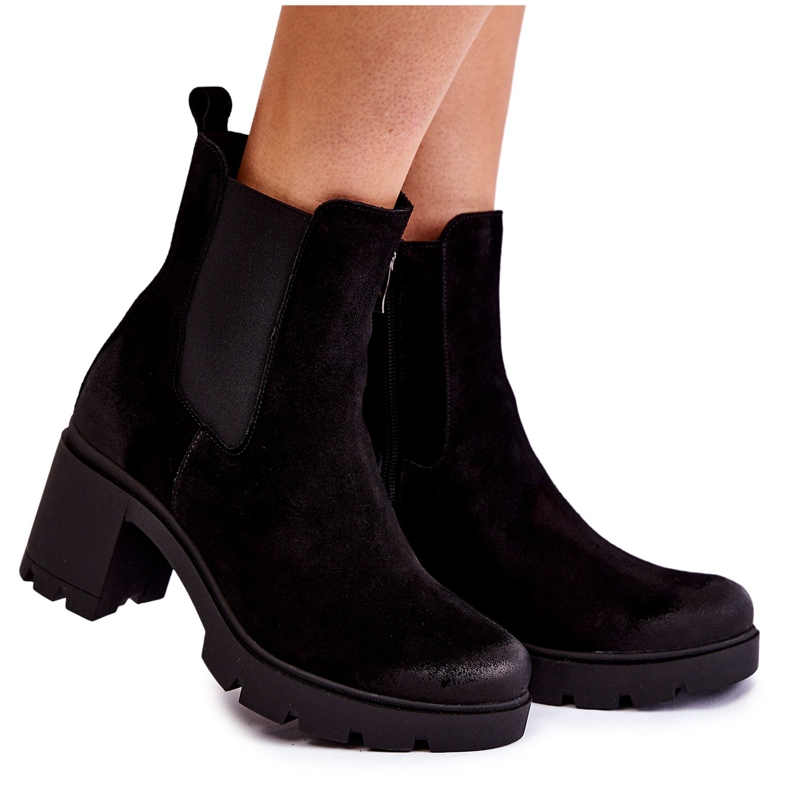 Botas De Mujer De Ante En La Plataforma Martine Negra negro