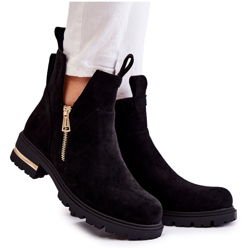 PG1 Botines negros de ante con recortes Klarissa PG1 Botines negros de ante con recortes Klarissa