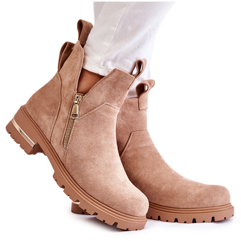 PG1 Botines de ante con recortes Beige Klarissa