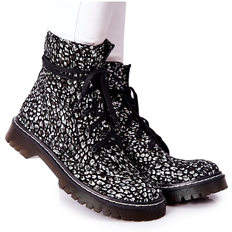 Botas de mujer Glany Workers Maciejka Negro-Blanco 01609-48 Botas de mujer Glany Workers Maciejka Negro-Blanco 01609-48