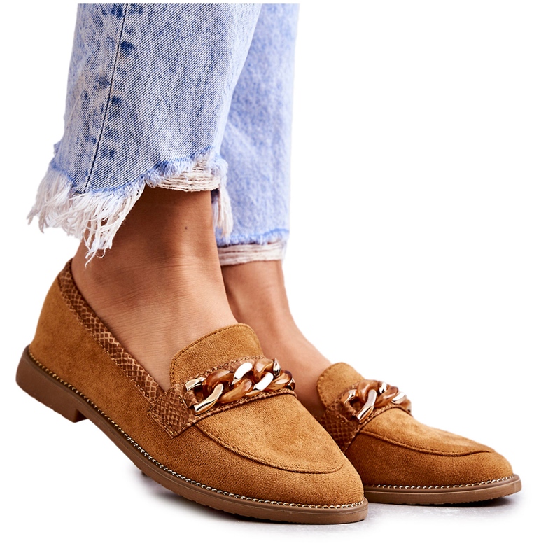 FB2 Mocasines Mujer Ante Cadena Camel Nolie marrón