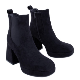 BM Ciara Negro botas de tacón ancho