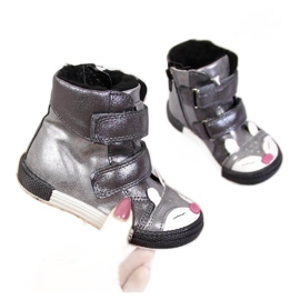 Zapatos niña, velcro, zorro plateado, Kornecki 6583 plata