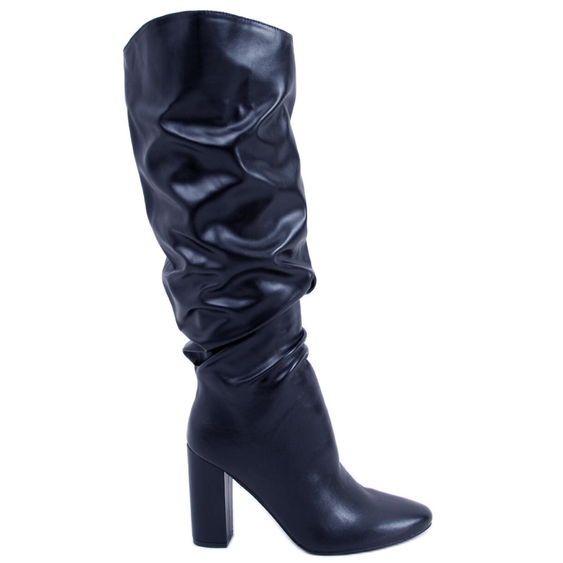 BM Botas de tacón con arrugas de Whitney Black negro