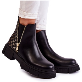 PG1 Botas Mujer Piel Con Cremallera Decorativa Negro Lorra PG1 Botas Mujer Piel Con Cremallera Decorativa Negro Lorra
