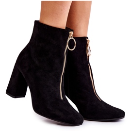 PG1 Botas De Ante Tacón Alto Con Cremallera Decorativa Negro Lisette
