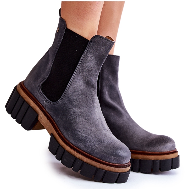 Botas de Cuero Trabajadores Maciejka Gris 05312-03 Botas de Cuero Trabajadores Maciejka Gris 05312-03