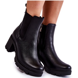 PL5 Botas De Mujer De Cuero En La Plataforma Martine Negra negro