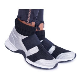 Deportivas Mujer Lu Boo Con Calcetín Plata Glitter Phantom HT9022 negro