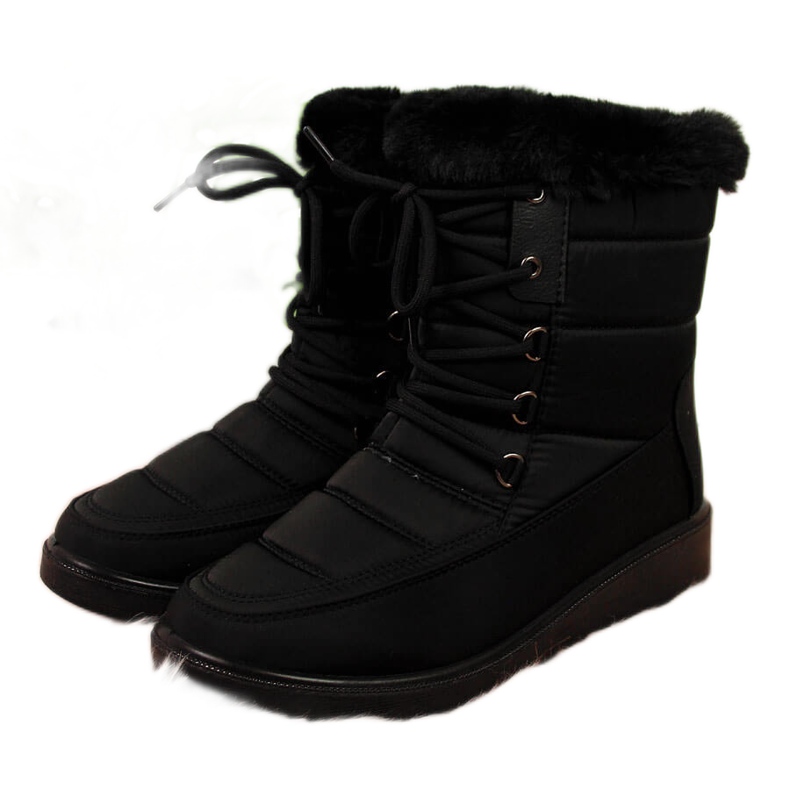 Botas de nieve aislantes para mujer con pelo negro Vinceza Botas de nieve aislantes para mujer con pelo negro Vinceza