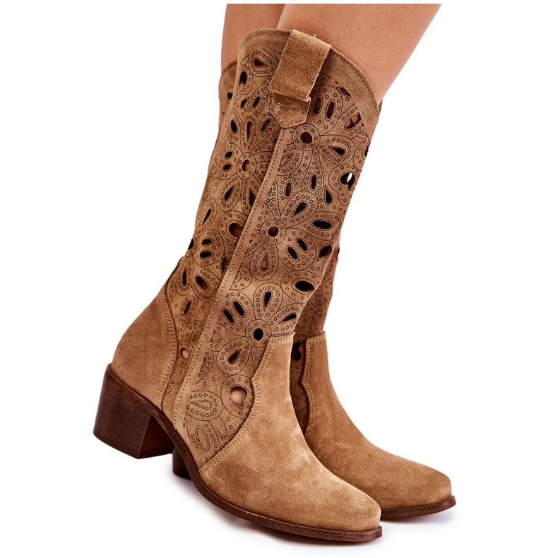 Botas Ante Calado Lewski Shoes 3170 Beige marrón