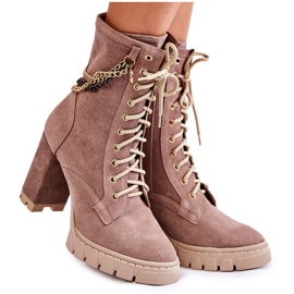 Botines De Ante Con Cordones Lewski Shoes 3244 / G Beige marrón