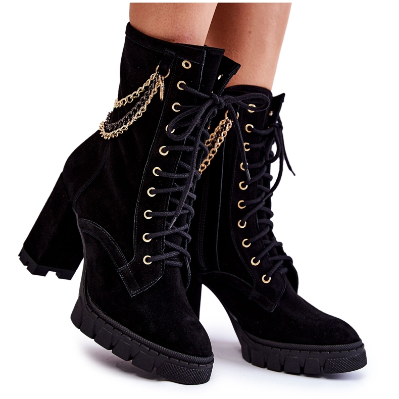 Botines de ante con cordones Lewski Shoes 3244 / G Negro