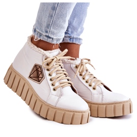 Zapatos Deportivos Cuero Atados Blanco Lewski Shoes 3252/N