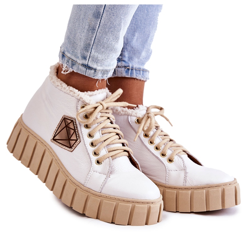Zapatos Deportivos Cuero Atados Blanco Lewski Shoes 3252/N