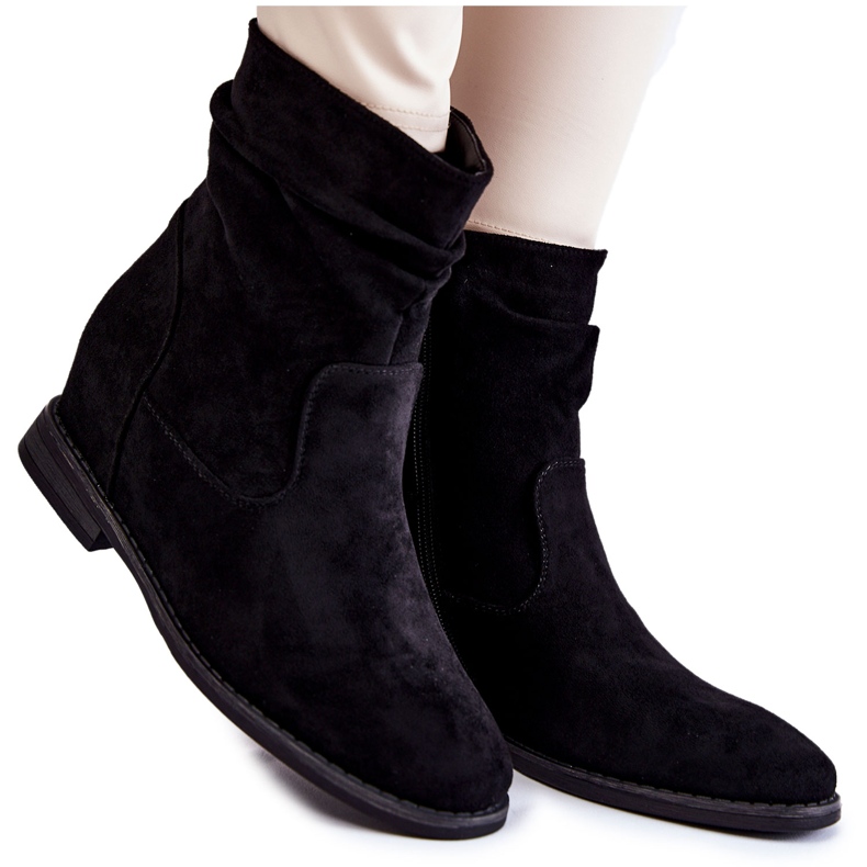 S.Barski Botas de gamuza de moda en una cuña oculta Black Finney negro