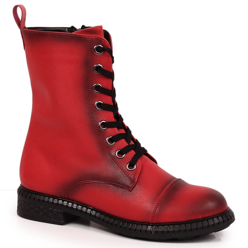Botas con cordones para mujer con cremallera, rojo cálido T.Sokolski