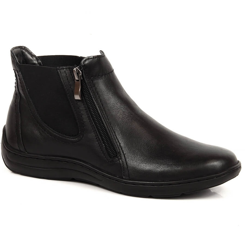 Cómodas botas de mujer de piel con cremalleras Łukbut aislantes negro Cómodas botas de mujer de piel con cremalleras Łukbut aislantes negro