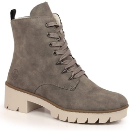 Cómodas botas de plataforma gris cálido Rieker X5701-40 para mujer