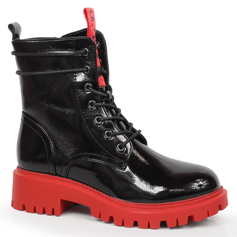 Botas lacadas con suela roja y con aislamiento negro Laura La.Fi