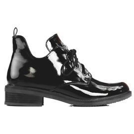 Botas de mujer de charol con corte Shelovet negro Botas de mujer de charol con corte Shelovet negro