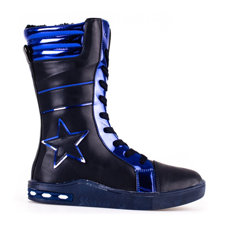 Botines con caña alta para niña, azul marino