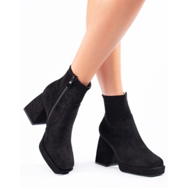 Botines de mujer con tacón ancho, negro