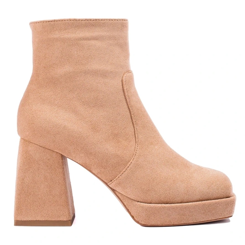 Botines mujer beige tacón ancho