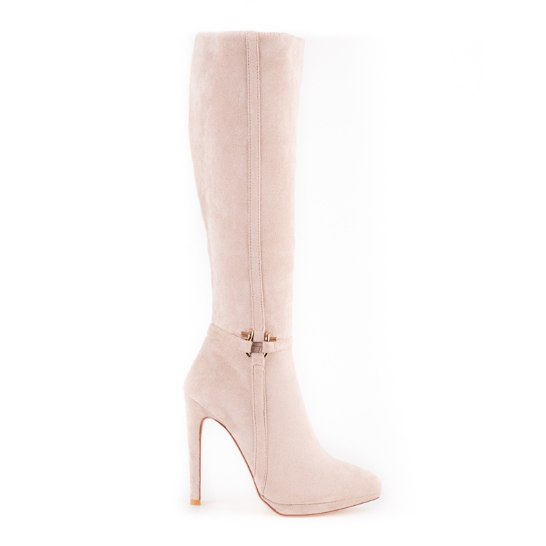 Botas beige de mujer con tacón de aguja Shelovet