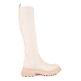 Botas beige con parte superior Shelovet flexible Botas beige con parte superior Shelovet flexible