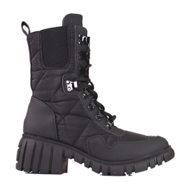 Botas con cordones para mujer en la plataforma Shelovet. negro
