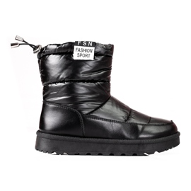 W. Potocki Botas de nieve Potocki para mujer con pala baja negras negro