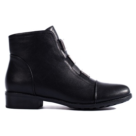 W. Potocki Botas de mujer Potocki con tacón plano negro