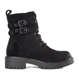 Botines con cordones y hebillas negro Botines con cordones y hebillas negro