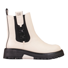 Botas Chelsea de mujer color crema con suela negra beige