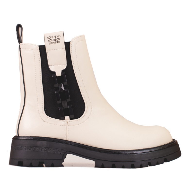 Botas Chelsea de mujer color crema con suela negra beige Botas Chelsea de mujer color crema con suela negra beige