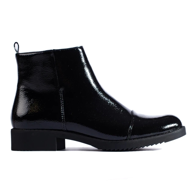 Botines bajos de charol para mujer negro
