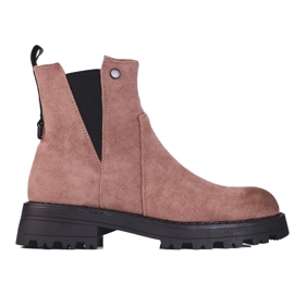 Botas Shelovet de mujer marrones fabricadas en ante ecológico marrón